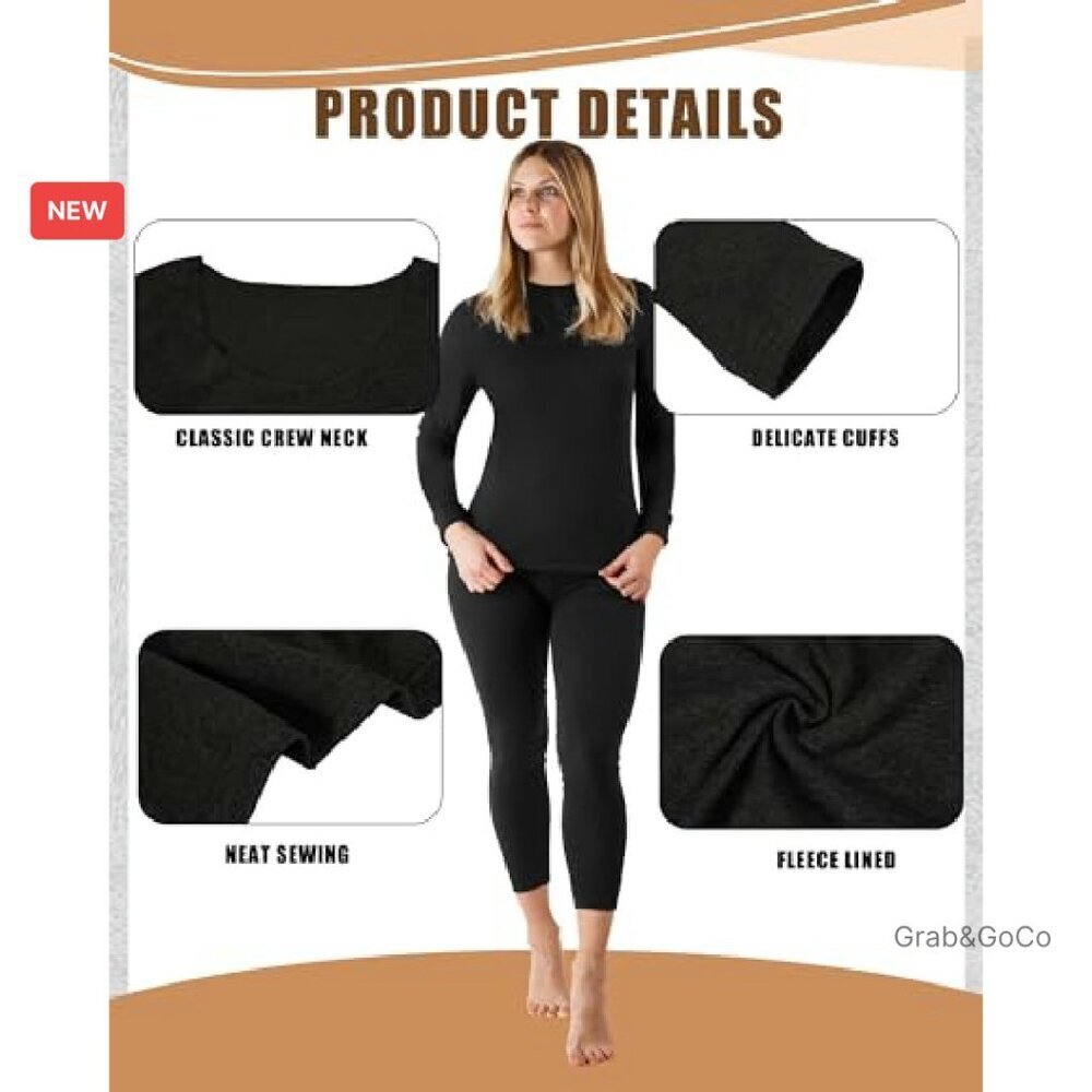 Thermal Long Sleeve Shirts Set Base Layer Winter Underwear Women's - Picture 3 of 7
